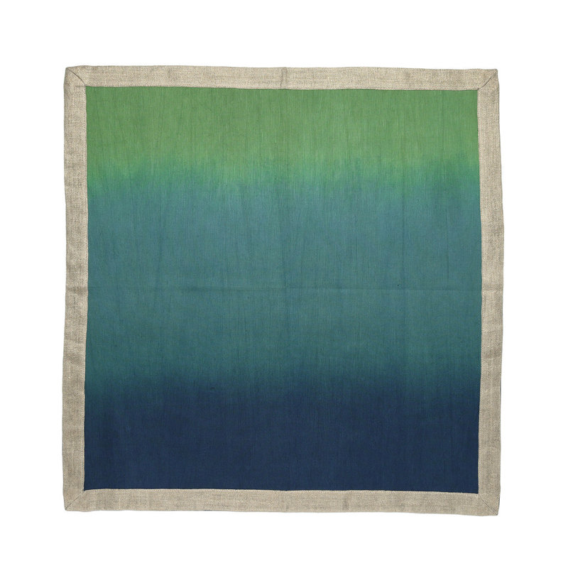 Dip Dye Linen Napkin, Navy/Green