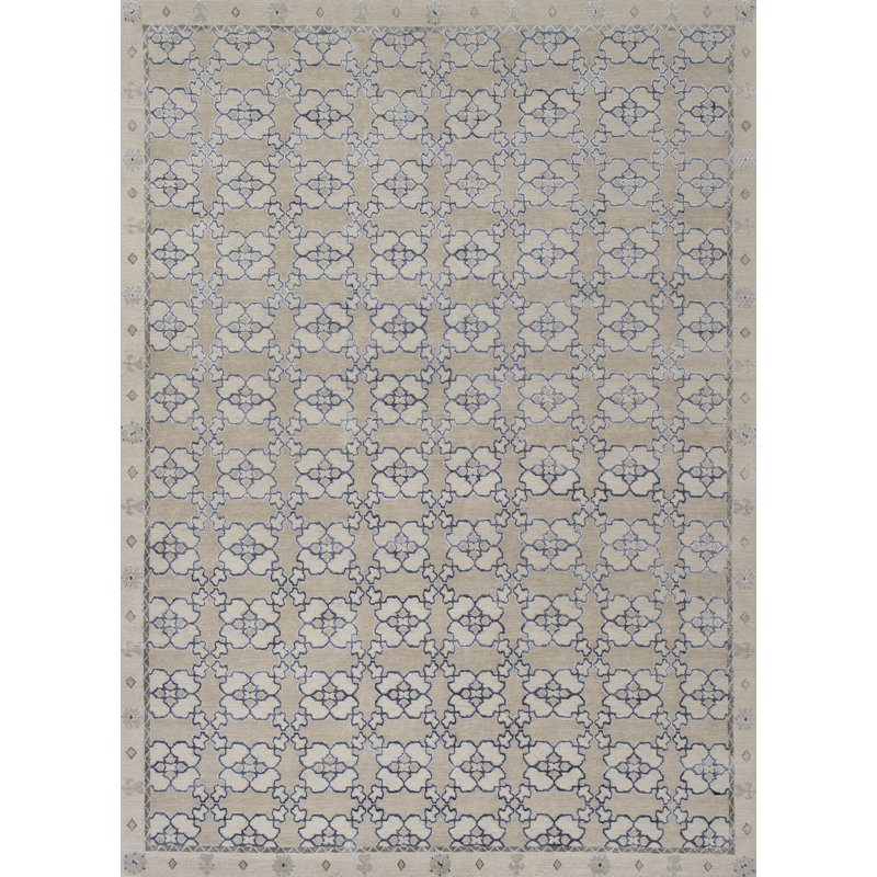 Christina Geometric Area Rug in Indigo/Charcoal/Silver, Rectangle 10' x 14'