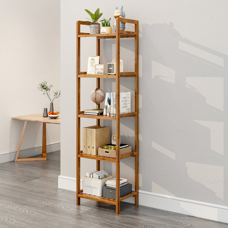 Audriel Bamboo Bookcase, (5 Shelves) 128cm H x 35cm W x 25cm D