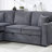 Convertible Sectional Dark Gray Color Corduroy Reversible Chaise W Storage And Sofa Pull Out Bed Pillows Living Room 2Pc Set