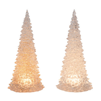  LightUp Flat Base Glitzmas Tree Set of 2 Christmas Home Decorations
