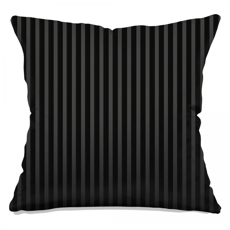 Coussins décoratifs noirs à rayures verticales, 18 po x 18 po
