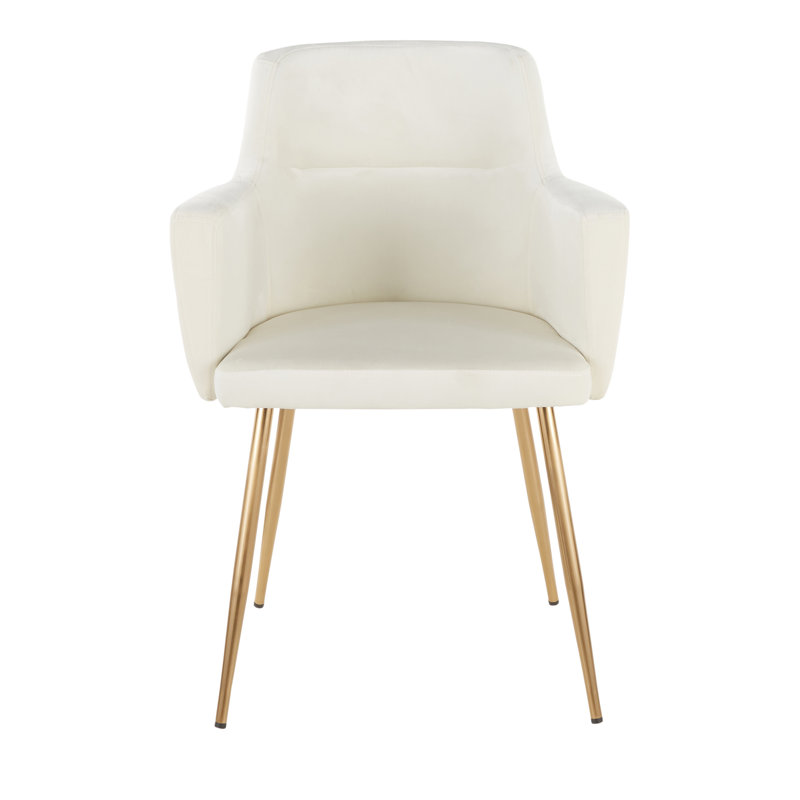 Beres 19.50'' H Velvet Upholstered Armchair, Cream