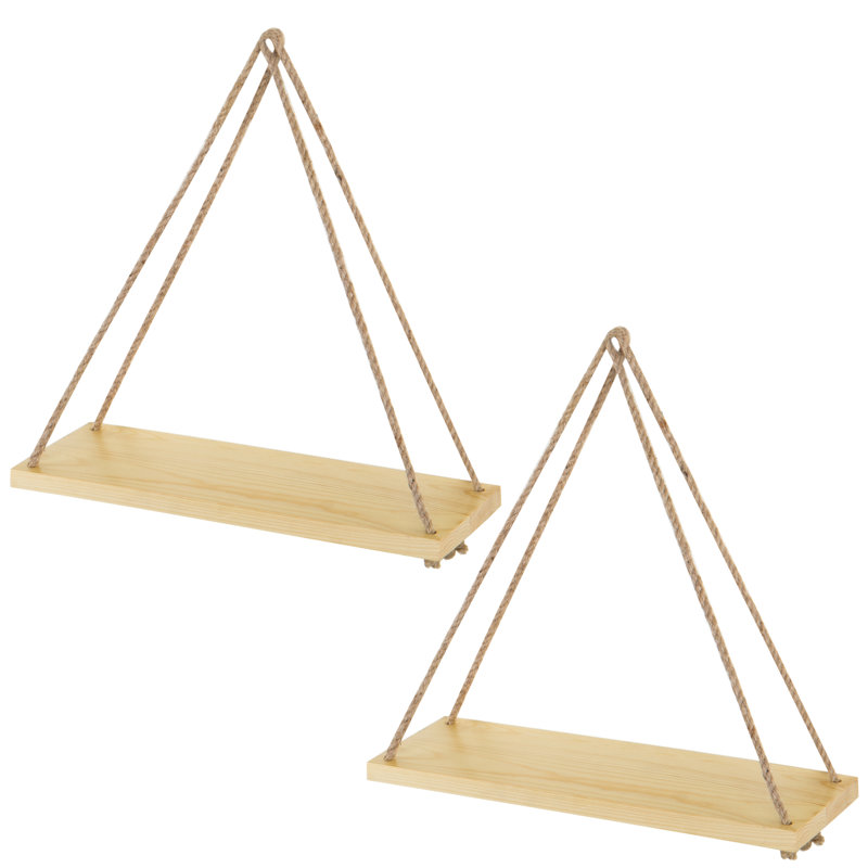 Ariadnne Triangle Pine Solid Wood Floating Shelf, 44.5 cm H x 43.2 cm W x 13.5 cm D, Brown