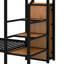 Un lit superposé en métal surdimensionné au-dessus d'un lit double, équipé d'une échelle de rangement latérale et d'une armoire-2088673408-2102549784