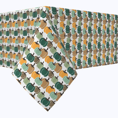  Square Tablecloth, 100% Cotton, Colorful Pumpkins Stripe