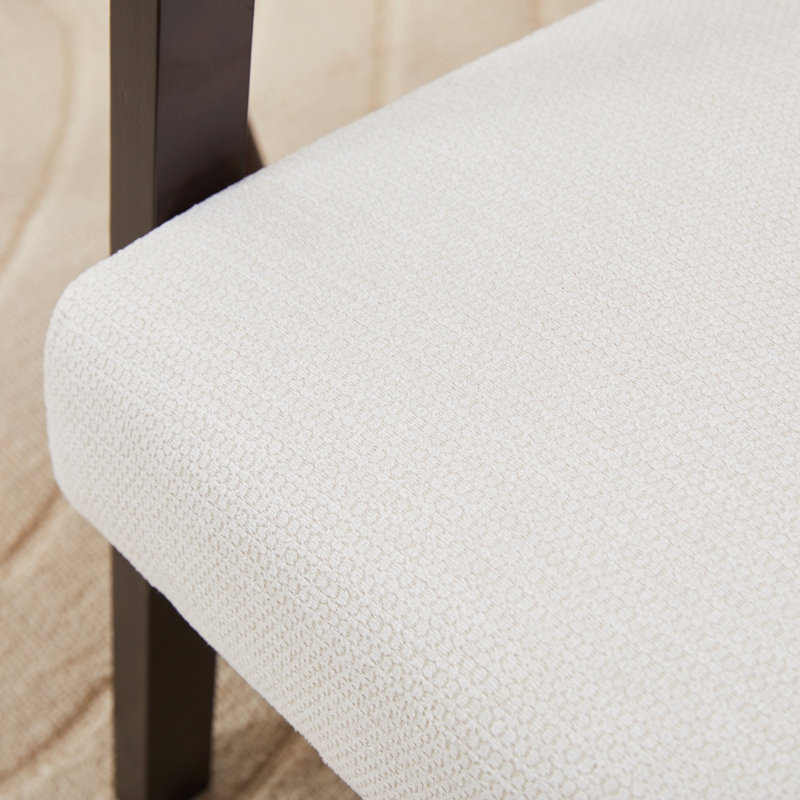 Chaise rembourrée avec pieds en bois massif, Blanc ancien