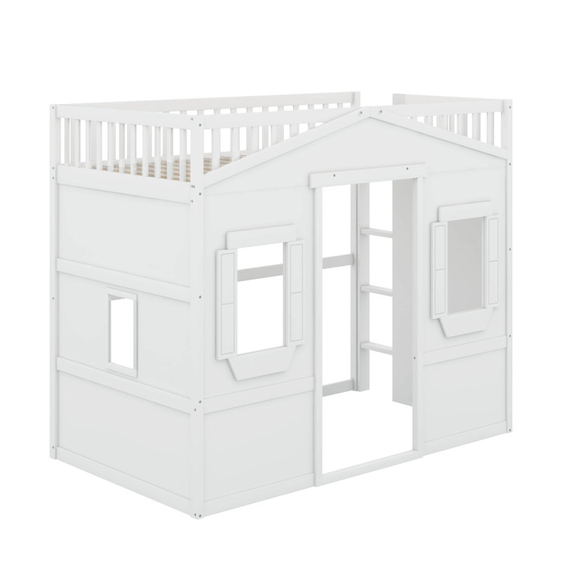 Lit mezzanine avec échelle House, Lit simple, Blanc