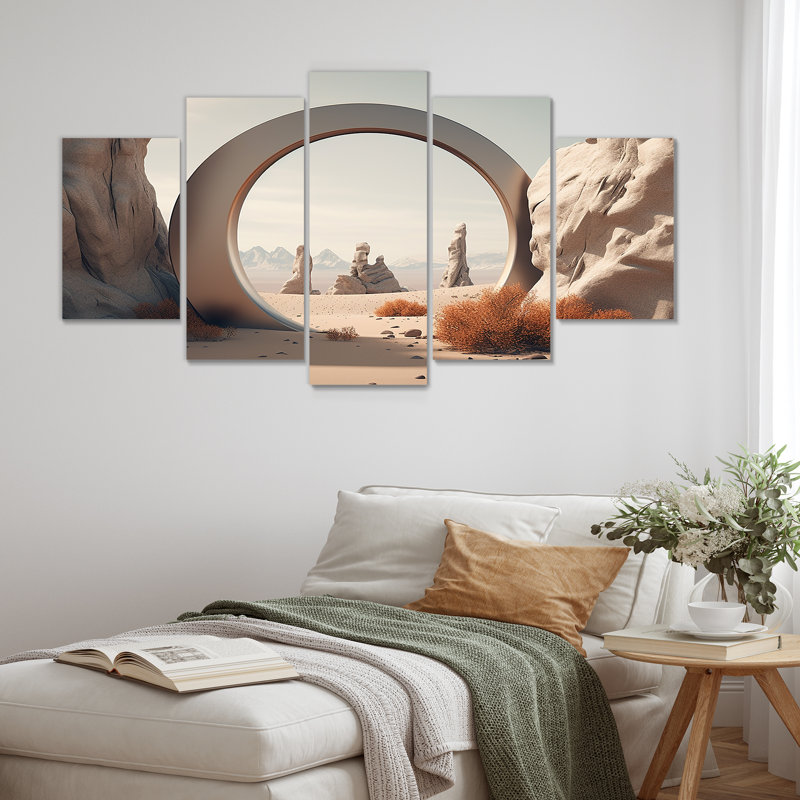  «Surreal Gate Into Space III - surréalisme paysage, art mural multipanel