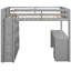 Lit mezzanine double gris avec bureau et - Créez une chambre à coucher multifonctionnelle en bois massif, matelas de 4 à 6 po recommandé, bureau à tablettes, optimisez l'espace dans votre structure solide-1548585094