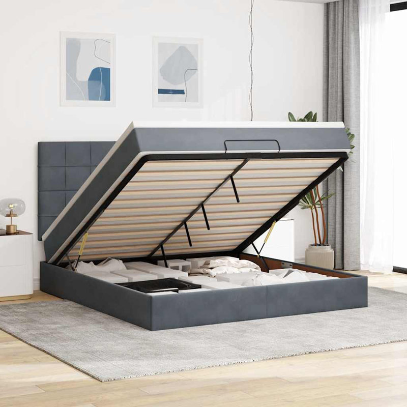 Upholstered Velvet Ottoman Bed with Mattress