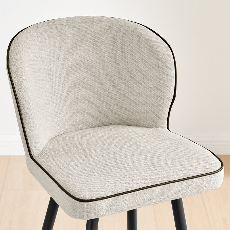 Ansel Breakfast Bar Stool - Luxury Fabric Upholstered Sleek Modern Design, Cream