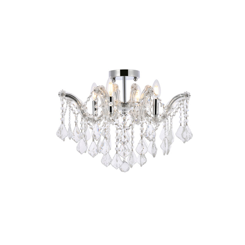 Cristal taillé royal transparent Maria Theresa Maxfield, Chrome chrome, H 15 po x l 18 po x P 18 po, 4 lumières