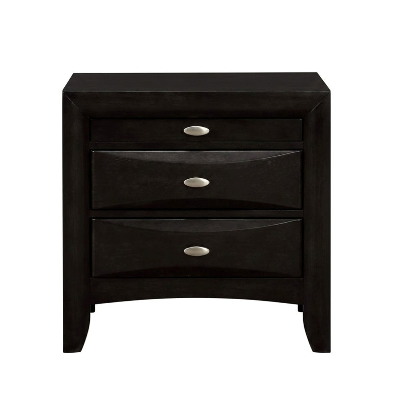 Mackenzie Black 3 Drawers 25.5In. W Nightstand, Black