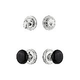Nostalgic Warehouse Classic Rosette Entry Set with Black Porcelain Knob