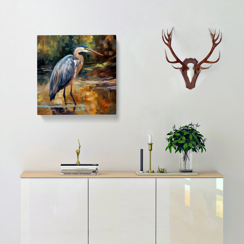 Heron Neo-Impressionism - Wrapped Canvas, 35cm H x 35cm W x 3cm D