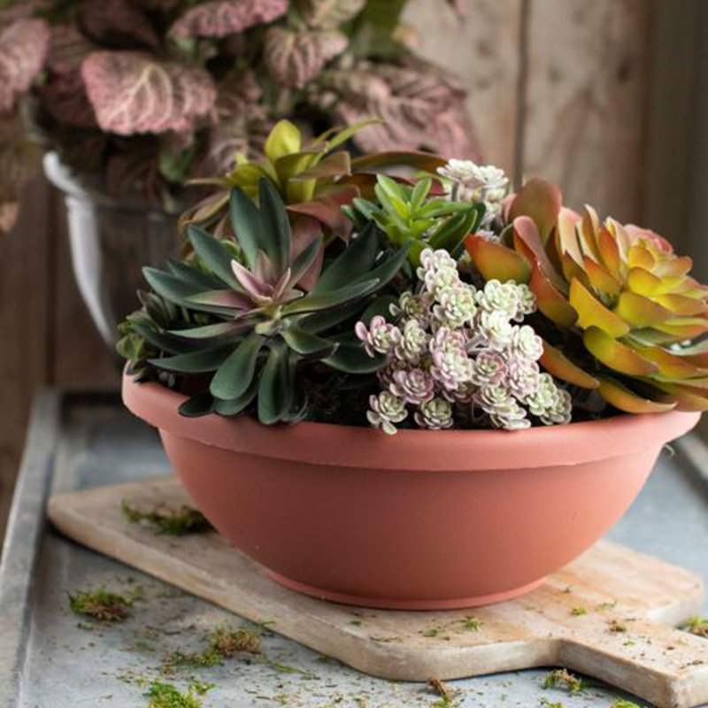 Pot à fleurs en résine , Argile terre cuite, H 8 po x l 18 po x P 18 po