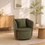 Fauteuil pivotant à 360° de style moderne du milieu du siècle avec rangement, fauteuil de lecture rembourré avec structure en bois massif et coussin lombaire, pour salon, chambre et véranda
