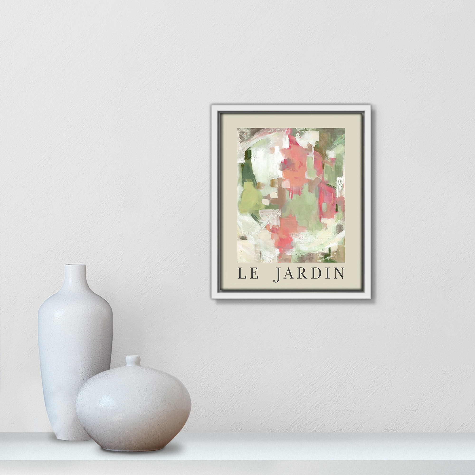 Botanical Poster Collection " Le Jardin " by Carol Robinson, White Floater Frame, 11.5" H x 9.5" W x 2" D, No