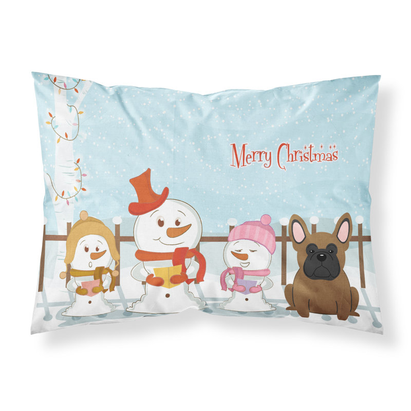 Taie d'oreiller Merry Christmas Merry Christmas, Bouledogue français brun et choristes