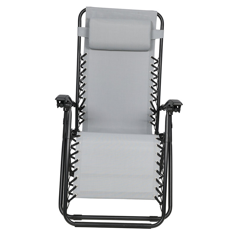 Chaise inclinable zéro gravité avec coussin, Gris / noir