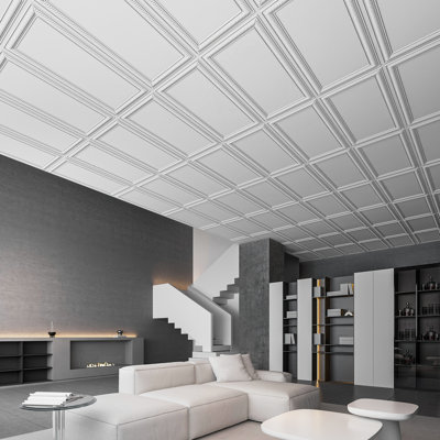 48" x 24" Drop in PVC Ceiling Tiles,Waterproof,Fire-Rated PVC Panels for Home Décor, 96 sq.ft./Box (12-Pack)