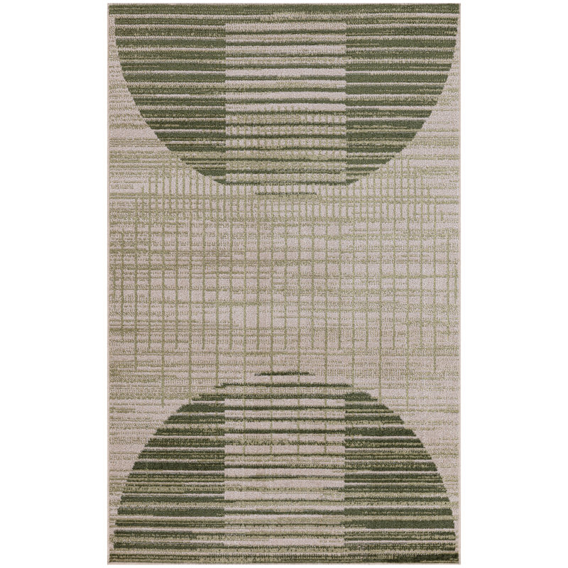 Tapis Mid-Century ivoire George Oliver Jeffs, Rectangle 3 pi 3 po x 5 pi
