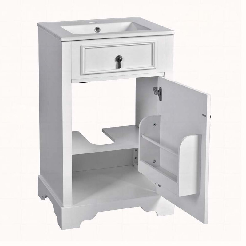 Meuble-lavabo de 20 po avec lavabo en céramique, White