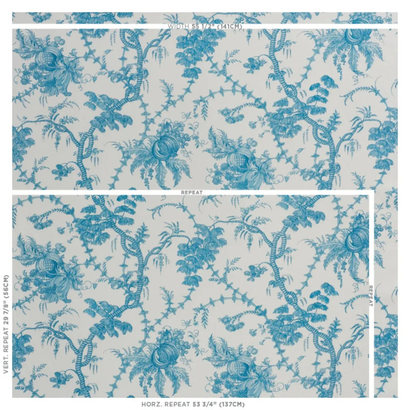 San Cristobal Toile Fabric, Peacock