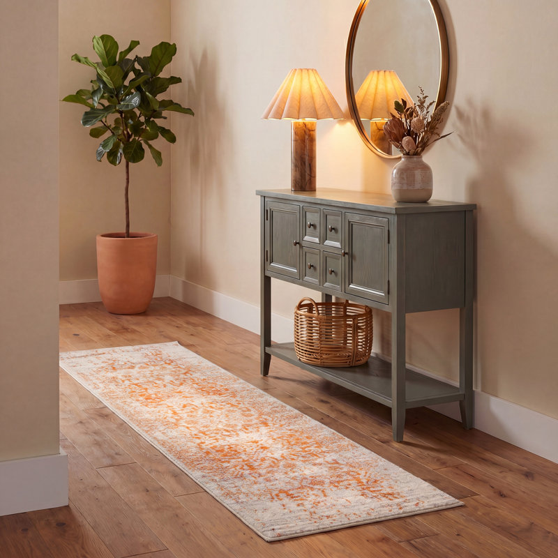 Christa Oriental Orange/Ivory Area Rug, Runner 2'3" x 8'