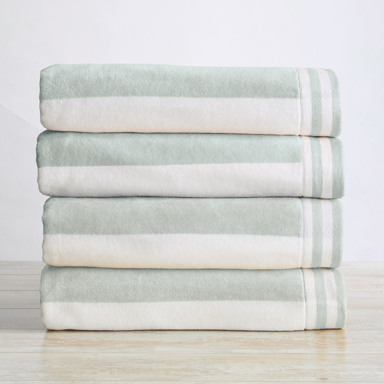 Edgartown Striped Cotton Beach Towels, Light Blue