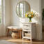Table de chevet 17,7 po en rotin blanc - table de chevet Boho avec 2 tiroirs et tablette