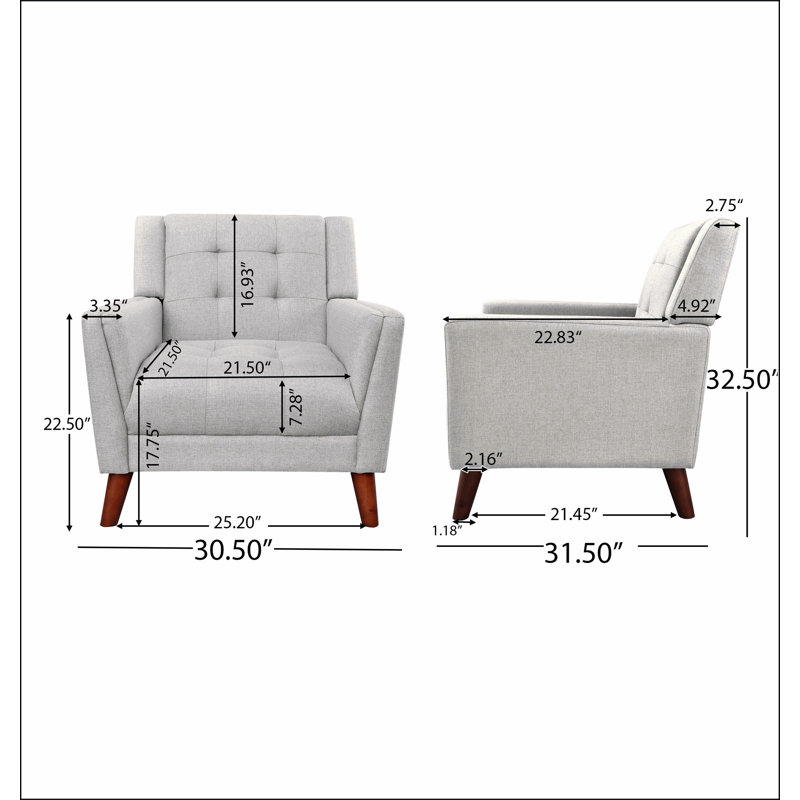 Fauteuil Mid-Century, Tissu beige