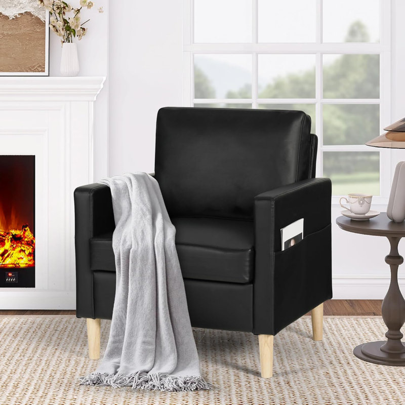 Fauteuil rembourré en similicuir 28 po
