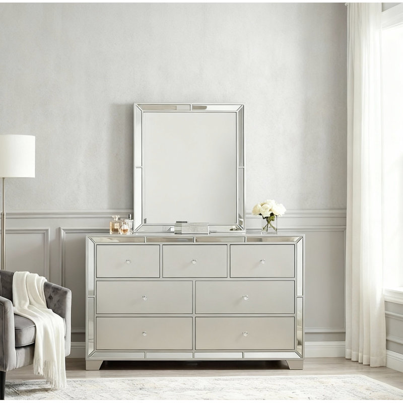 Belisa Dresser Mirror Set, Silver