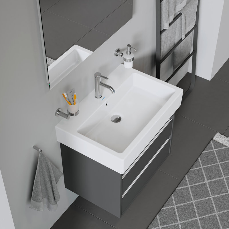 Lavabo de salle de bain vasque rectangulaire en céramique avec trop-plein Duravit Vero, Non, Simple