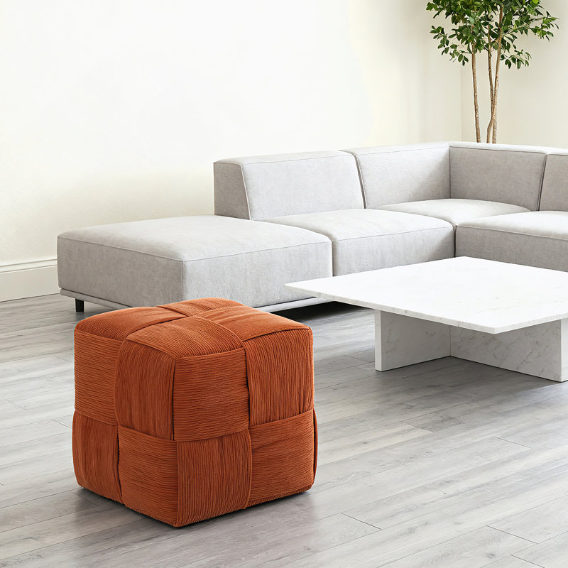 Ottoman Foot Rest Soft And Comfortable Ottoman Square Corduroy Woven Design Sofa Stool (Brown), Brown