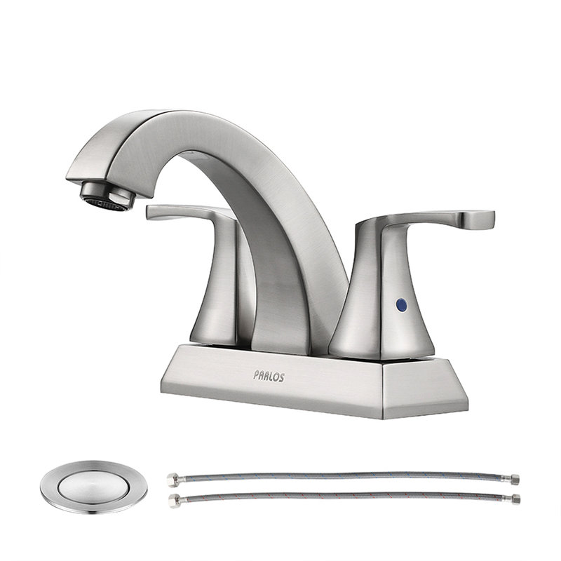 Centerset 2-Handle Bathroom Faucet with Drain Assembly, Brushed Nickel