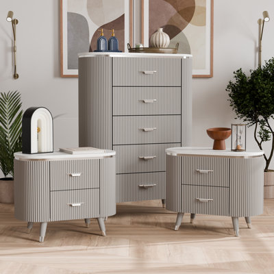 Cavin 3-Piece Bedroom Set (2 Nightstands + 1 Chest)