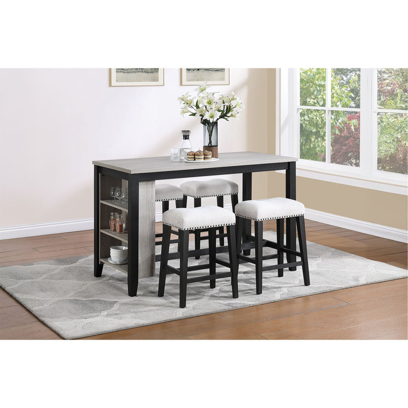 Ensemble de comptoir 5 pièces, White / Antique Black,Antique Gray, Noir, blanc, White, H 36 po x l 58 po x P 28 po