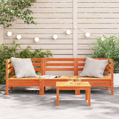Ophelia & Co. Patio Sofa 3-Seater Solid Wood Pine by Ophelia & Co.