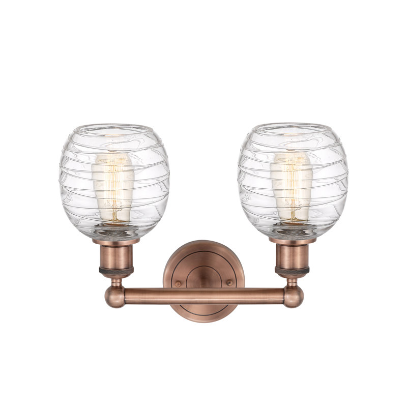 Carlucci 2 - Light Dimmable Vanity Light, Deco Swirl, Antique Copper