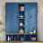 Blue Farmhouse 62.9"W Hall Tree with 6 Hooks, Bench & Shoe Cabinet