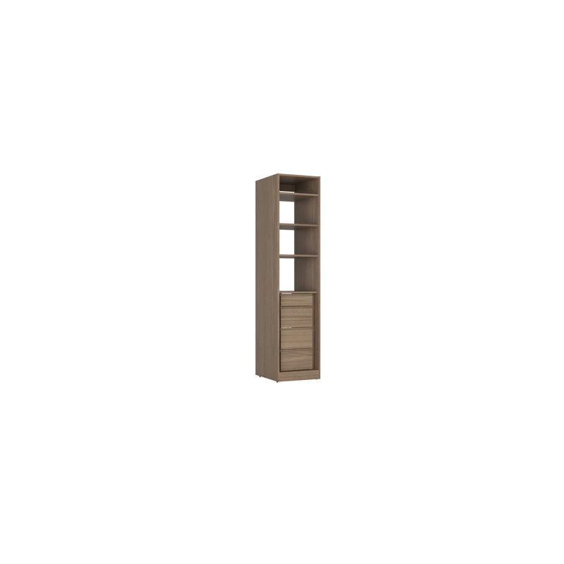 Module For Closet System With Drawer And Shelf Set – 84"18"24" - Walnut, Brown