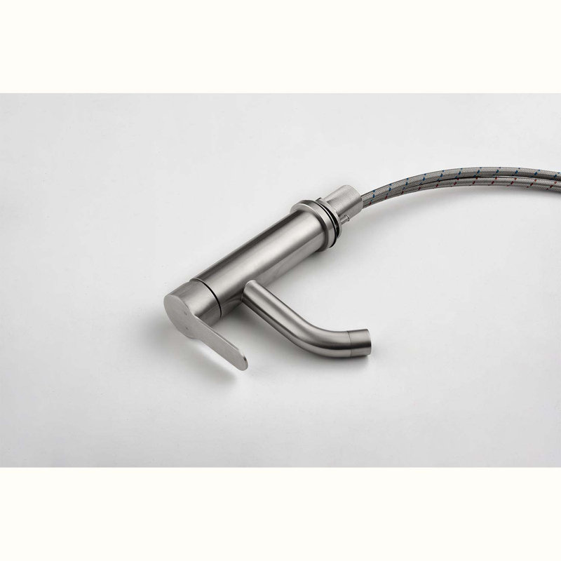 Robinet de salle de bain monocorps et monocommande, Nickel brossé
