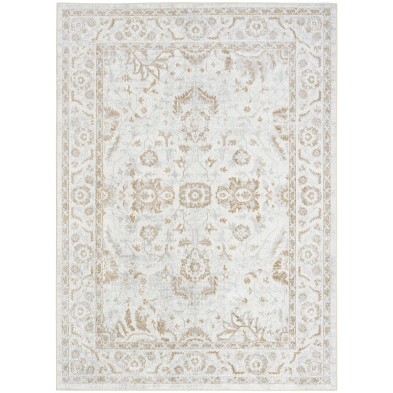 Graceanna 6'7" x 9' Grey Vintage Indoor Rug, Rectangle 6'7" x 9'