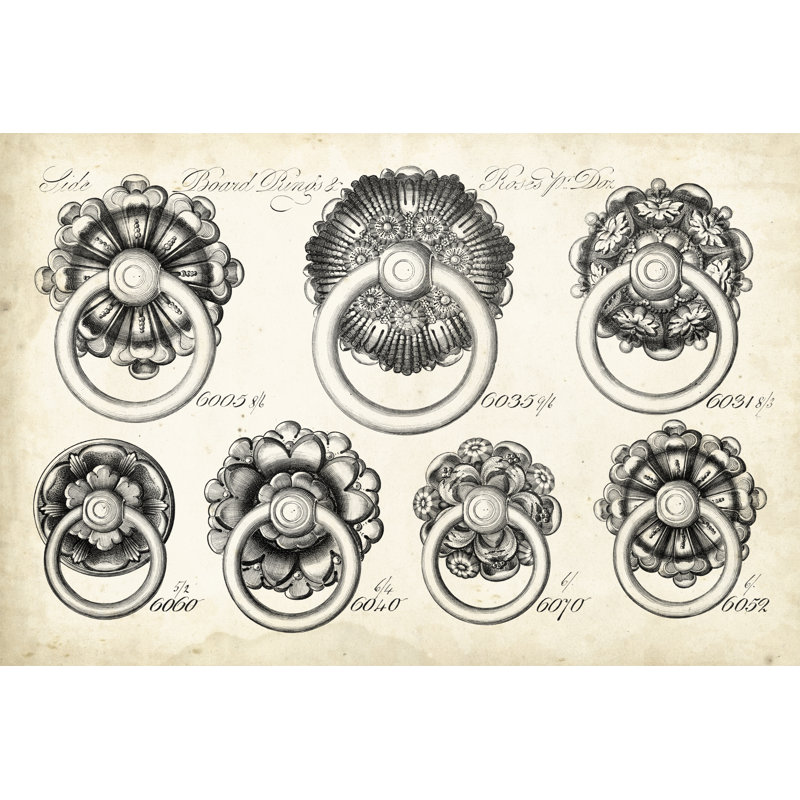 Decorative Hardware I par Vision Studio - Reproduction de dessin sur toile tendue, H 24 po x l 36 po x P 1,25 po