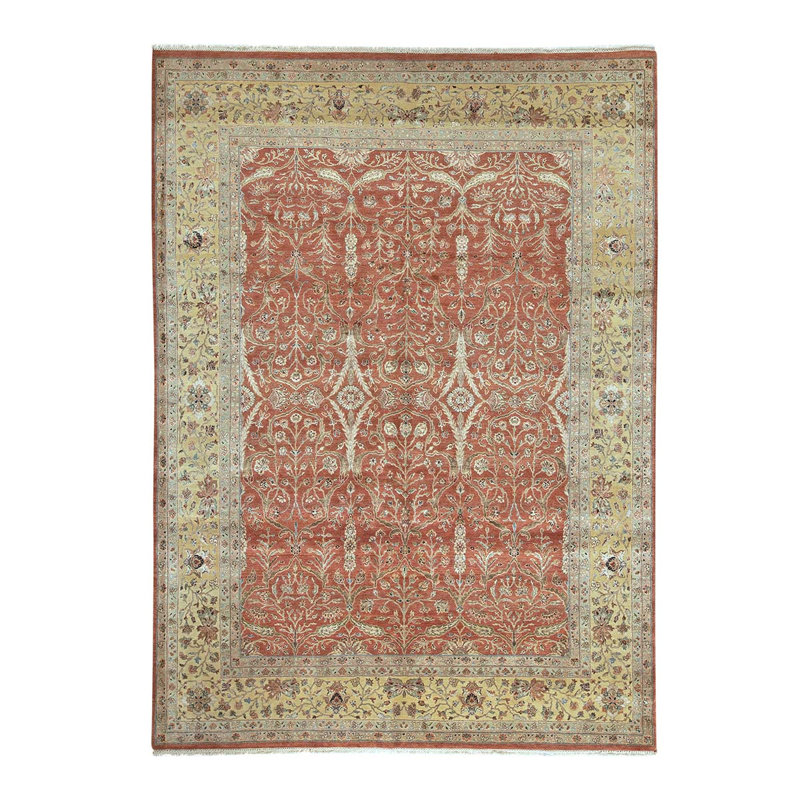 Tapis unique rouille / or noué à la main 8 pi x 11 pi 1 po