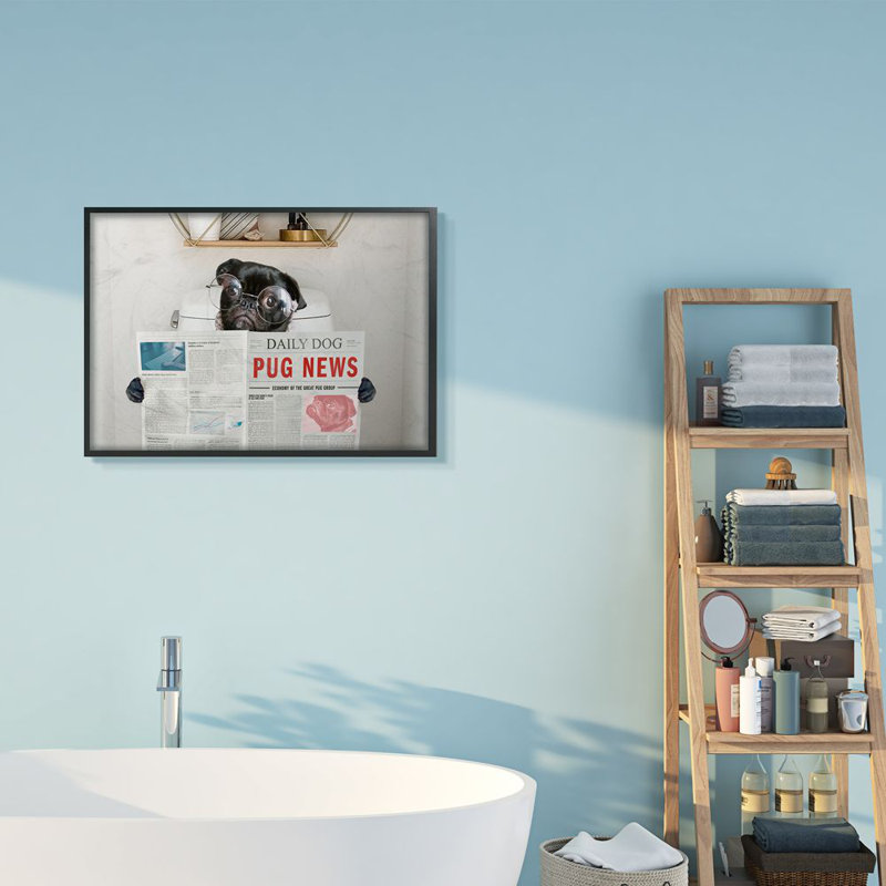 «Bathroom Carlin», H 24 po x l 30 po x 1,5 po, Giclée encadrée noir minuit
