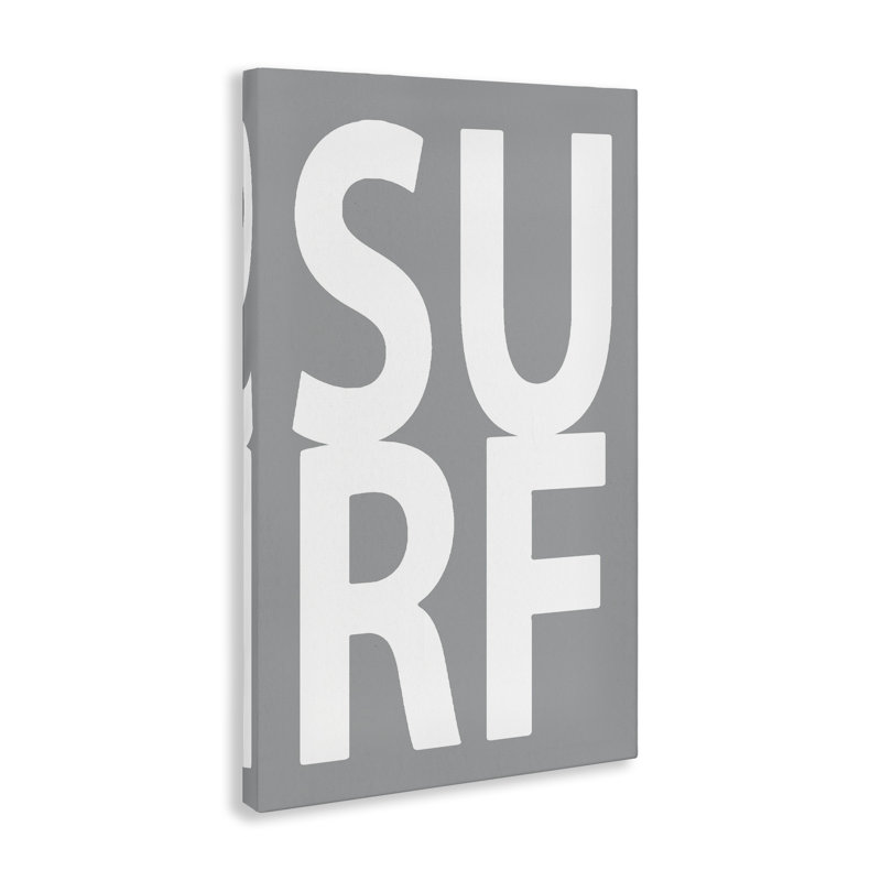«Surf Word on Gray», art mural sur toile par Jamie MacDowell, H 45 po x l 30 po
